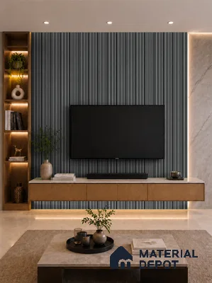 White Mist 10 ft x 0.89 ft (3060x270 mm) Stripes Dual Tone Design Interior & Exterior Wall & Ceiling Panel - 20 mm | Suitable for Balcony, Facade & Open Area | Width is Subjected to 5% Variation