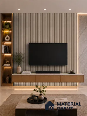 Noce Grande 10 ft x 0.89 ft (3060x270 mm) Wave Design Interior & Exterior Wall & Ceiling Panel - 16 mm | Suitable for Balcony, Facade & Open Area | Width is Subjected to 5% Variation
