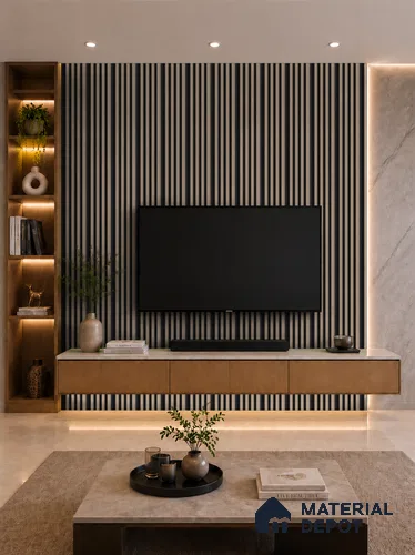 Noce Grande 10 ft x 0.7 ft (3060x215 mm) Dome Dual Black Design Interior & Exterior Wall & Ceiling Panel - 20 mm | Suitable for Balcony, Facade & Open Area | Width is Subjected to 5% Variation
