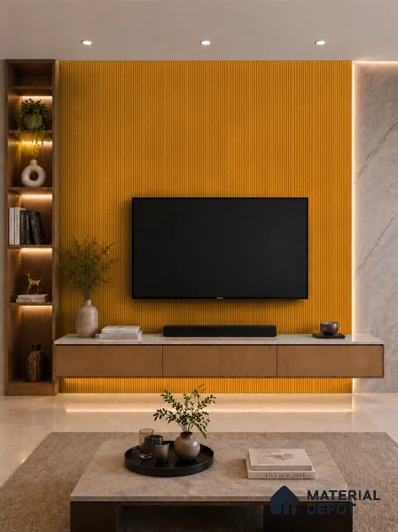 Gold Maple 10 ft x 0.85 ft (3060x260 mm) Prism Design Interior & Exterior Wall & Ceiling Panel - 21 mm | Suitable for Balcony, Facade & Open Area | Width is Subjected to 5% Variation