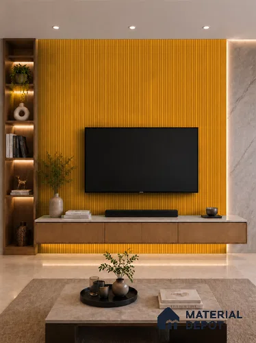 Gold Maple 10 ft x 0.89 ft (3060x270 mm) Stripes Design Interior & Exterior Wall & Ceiling Panel - 20 mm | Suitable for Balcony, Facade & Open Area | Width is Subjected to 5% Variation