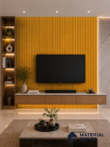 Gold Maple 10 ft x 0.7 ft (3060x215 mm) Dome Design Interior & Exterior Wall & Ceiling Panel - 20 mm | Suitable for Balcony, Facade & Open Area | Width is Subjected to 5% Variation