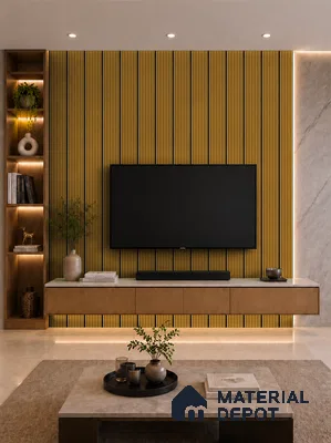 Gold Maple 10 ft x 0.85 ft (3060x260 mm) Prism Dual Tone Design Interior & Exterior Wall & Ceiling Panel - 21 mm | Suitable for Balcony, Facade & Open Area | Width is Subjected to 5% Variation