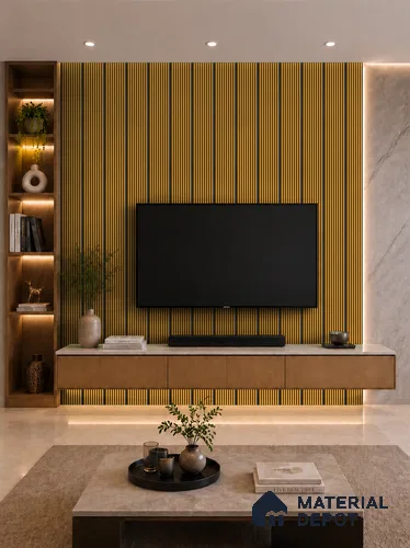 Gold Maple 10 ft x 0.85 ft (3060x260 mm) Prism Dual Tone Design Interior & Exterior Wall & Ceiling Panel - 21 mm | Suitable for Balcony, Facade & Open Area | Width is Subjected to 5% Variation