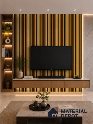 Gold Maple 10 ft x 0.7 ft (3060x215 mm) Dome Dual Black Design Interior & Exterior Wall & Ceiling Panel - 20 mm | Suitable for Balcony, Facade & Open Area | Width is Subjected to 5% Variation
