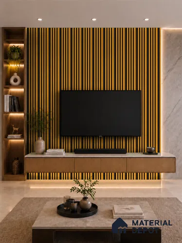 Gold Maple 10 ft x 0.7 ft (3060x215 mm) Dome Dual Black Design Interior & Exterior Wall & Ceiling Panel - 20 mm | Suitable for Balcony, Facade & Open Area | Width is Subjected to 5% Variation