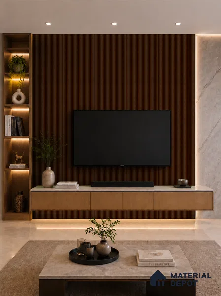 English Nut 10 ft x 0.85 ft (3060x260 mm) Prism Design Interior & Exterior Wall & Ceiling Panel - 21 mm | Suitable for Balcony, Facade & Open Area | Width is Subjected to 5% Variation