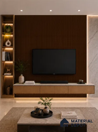 English Nut 10 ft x 0.85 ft (3060x260 mm) Prism Design Interior & Exterior Wall & Ceiling Panel - 21 mm | Suitable for Balcony, Facade & Open Area | Width is Subjected to 5% Variation