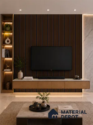 English Nut 10 ft x 0.7 ft (3060x215 mm) Dome Dual Black Design Interior & Exterior Wall & Ceiling Panel - 20 mm | Suitable for Balcony, Facade & Open Area | Width is Subjected to 5% Variation