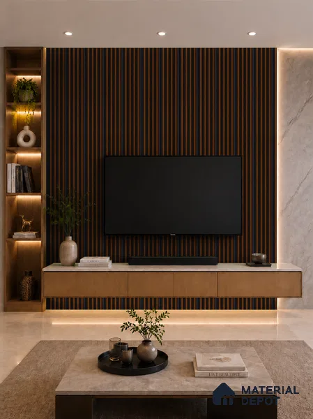 English Nut 10 ft x 0.7 ft (3060x215 mm) Dome Dual Black Design Interior & Exterior Wall & Ceiling Panel - 20 mm | Suitable for Balcony, Facade & Open Area | Width is Subjected to 5% Variation