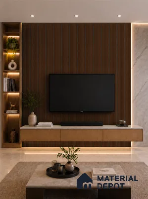 English Nut 10 ft x 0.85 ft (3060x260 mm) Prism Dual Tone Design Interior & Exterior Wall & Ceiling Panel - 21 mm | Suitable for Balcony, Facade & Open Area | Width is Subjected to 5% Variation