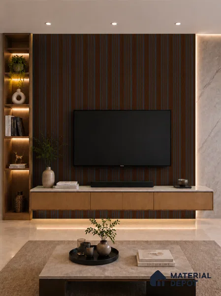English Nut 10 ft x 0.89 ft (3060x270 mm) Unic Dual Tone Design Interior & Exterior Wall & Ceiling Panel - 15 mm | Suitable for Balcony, Facade & Open Area | Width is Subjected to 5% Variation