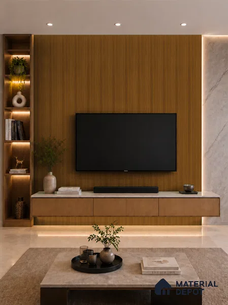 Oak Wood Ocre 10 ft x 0.89 ft (3060x270 mm) Unic Design Interior & Exterior Wall & Ceiling Panel - 15 mm | Suitable for Balcony, Facade & Open Area | Width is Subjected to 5% Variation