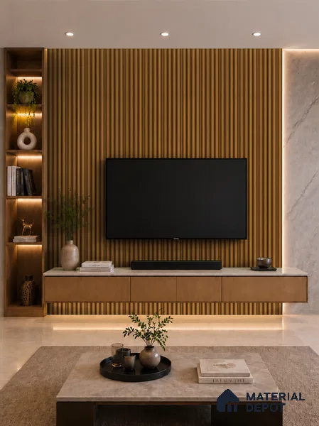 Oak Wood Ocre 10 ft x 0.7 ft (3060x215 mm) Dome Design Interior & Exterior Wall & Ceiling Panel - 20 mm | Suitable for Balcony, Facade & Open Area | Width is Subjected to 5% Variation