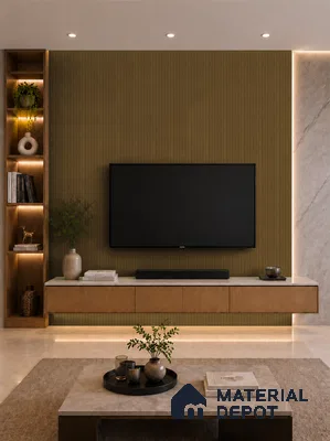 Spiced Walnut 10 ft x 0.85 ft (3060x260 mm) Prism Design Interior & Exterior Wall & Ceiling Panel - 21 mm | Suitable for Balcony, Facade & Open Area | Width is Subjected to 5% Variation