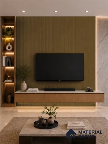 Spiced Walnut 10 ft x 0.85 ft (3060x260 mm) Prism Design Interior & Exterior Wall & Ceiling Panel - 21 mm | Suitable for Balcony, Facade & Open Area | Width is Subjected to 5% Variation