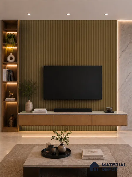 Spiced Walnut 10 ft x 0.85 ft (3060x260 mm) Prism Design Interior & Exterior Wall & Ceiling Panel - 21 mm | Suitable for Balcony, Facade & Open Area | Width is Subjected to 5% Variation