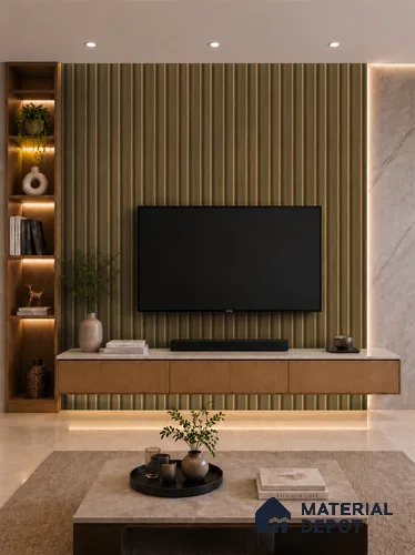 Spiced Walnut 10 ft x 0.89 ft (3060x270 mm) Wave Design Interior & Exterior Wall & Ceiling Panel - 16 mm | Suitable for Balcony, Facade & Open Area | Width is Subjected to 5% Variation