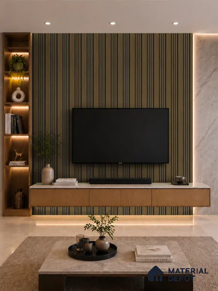 Spiced Walnut 10 ft x 0.89 ft (3060x270 mm) Unic Dual Tone Design Interior & Exterior Wall & Ceiling Panel - 15 mm | Suitable for Balcony, Facade & Open Area | Width is Subjected to 5% Variation