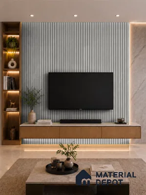 Armani Grey 10 ft x 0.7 ft (3060x215 mm) Dome Design Interior & Exterior Wall & Ceiling Panel - 20 mm | Suitable for Balcony, Facade & Open Area | Width is Subjected to 5% Variation