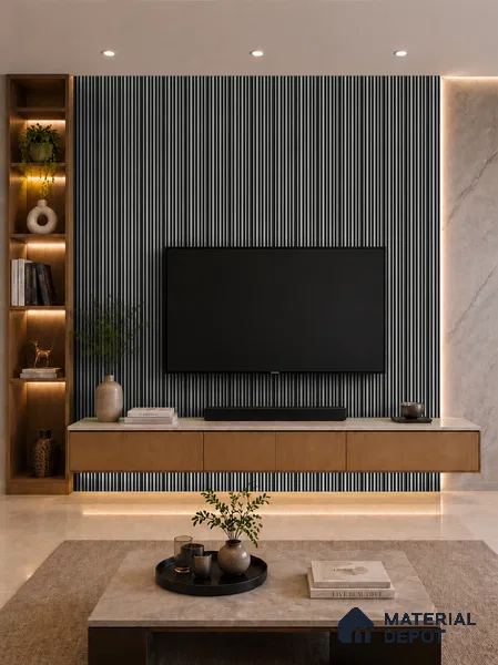 Armani Grey 10 ft x 0.89 ft (3060x270 mm) Stripes Dual Tone Design Interior & Exterior Wall & Ceiling Panel - 20 mm | Suitable for Balcony, Facade & Open Area | Width is Subjected to 5% Variation
