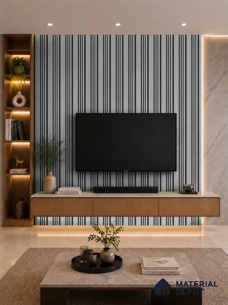 Armani Grey 10 ft x 0.89 ft (3060x270 mm) Unic Dual Tone Design Interior & Exterior Wall & Ceiling Panel - 15 mm | Suitable for Balcony, Facade & Open Area | Width is Subjected to 5% Variation