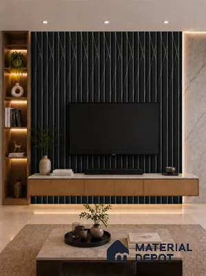Portoro 10 ft x 0.89 ft (3060x270 mm) Wave Design Interior & Exterior Wall & Ceiling Panel - 16 mm | Suitable for Balcony, Facade & Open Area | Width is Subjected to 5% Variation