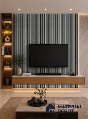Royal Statuario 10 ft x 0.89 ft (3060x270 mm) Stripes Dual Tone Design Interior & Exterior Wall & Ceiling Panel - 20 mm | Suitable for Balcony, Facade & Open Area | Width is Subjected to 5% Variation
