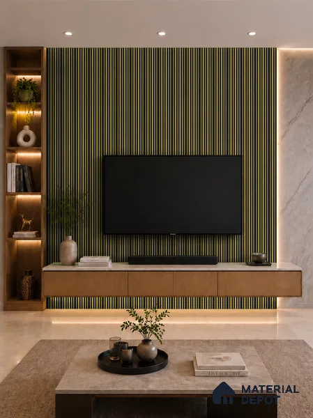 Oro 10 ft x 0.89 ft (3060x270 mm) Stripes Dual Tone Design Interior & Exterior Wall & Ceiling Panel - 20 mm | Suitable for Balcony, Facade & Open Area | Width is Subjected to 5% Variation