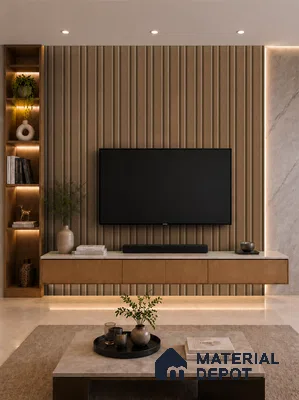 Rame 10 ft x 0.89 ft (3060x270 mm) Wave Design Interior & Exterior Wall & Ceiling Panel - 16 mm | Suitable for Balcony, Facade & Open Area | Width is Subjected to 5% Variation