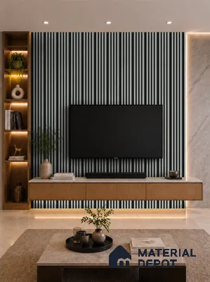 Argento 10 ft x 0.7 ft (3060x215 mm) Dome Dual Black Design Interior & Exterior Wall & Ceiling Panel - 20 mm | Suitable for Balcony, Facade & Open Area | Width is Subjected to 5% Variation