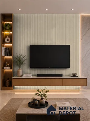 Linen Ivory 10 ft x 0.89 ft (3060x270 mm) Unic Design Interior & Exterior Wall & Ceiling Panel - 15 mm | Suitable for Balcony, Facade & Open Area | Width is Subjected to 5% Variation