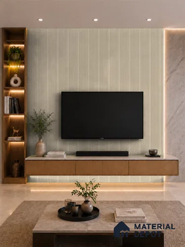 Linen Ivory 10 ft x 0.89 ft (3060x270 mm) Unic Design Interior & Exterior Wall & Ceiling Panel - 15 mm | Suitable for Balcony, Facade & Open Area | Width is Subjected to 5% Variation