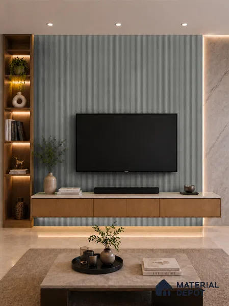 Linen Grey 10 ft x 0.85 ft (3060x260 mm) Prism Design Interior & Exterior Wall & Ceiling Panel - 21 mm | Suitable for Balcony, Facade & Open Area | Width is Subjected to 5% Variation
