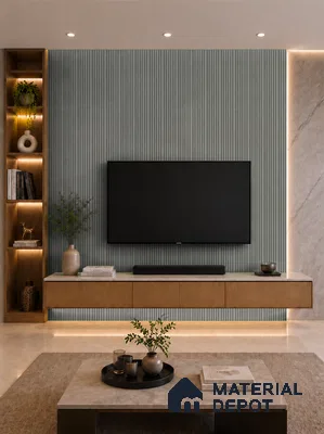 Linen Grey 10 ft x 0.89 ft (3060x270 mm) Stripes Design Interior & Exterior Wall & Ceiling Panel - 20 mm | Suitable for Balcony, Facade & Open Area | Width is Subjected to 5% Variation