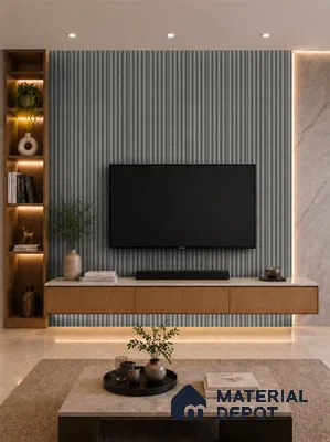 Linen Grey 10 ft x 0.7 ft (3060x215 mm) Dome Design Interior & Exterior Wall & Ceiling Panel - 20 mm | Suitable for Balcony, Facade & Open Area | Width is Subjected to 5% Variation