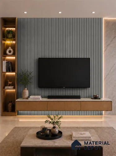Linen Grey 10 ft x 0.7 ft (3060x215 mm) Dome Design Interior & Exterior Wall & Ceiling Panel - 20 mm | Suitable for Balcony, Facade & Open Area | Width is Subjected to 5% Variation