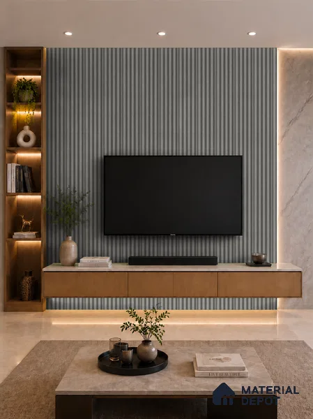 Linen Grey 10 ft x 0.7 ft (3060x215 mm) Dome Design Interior & Exterior Wall & Ceiling Panel - 20 mm | Suitable for Balcony, Facade & Open Area | Width is Subjected to 5% Variation
