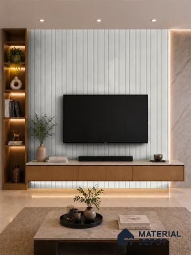 Snow White 10 ft x 0.89 ft (3060x270 mm) Wave Pastel Design Interior & Exterior Wall & Ceiling Panel - 16 mm | Suitable for Balcony, Facade & Open Area | Width is Subjected to 5% Variation
