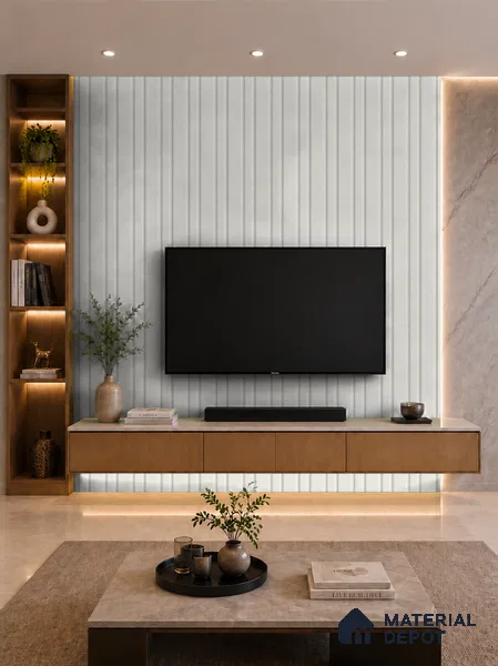 Snow White 10 ft x 0.89 ft (3060x270 mm) Wave Pastel Design Interior & Exterior Wall & Ceiling Panel - 16 mm | Suitable for Balcony, Facade & Open Area | Width is Subjected to 5% Variation
