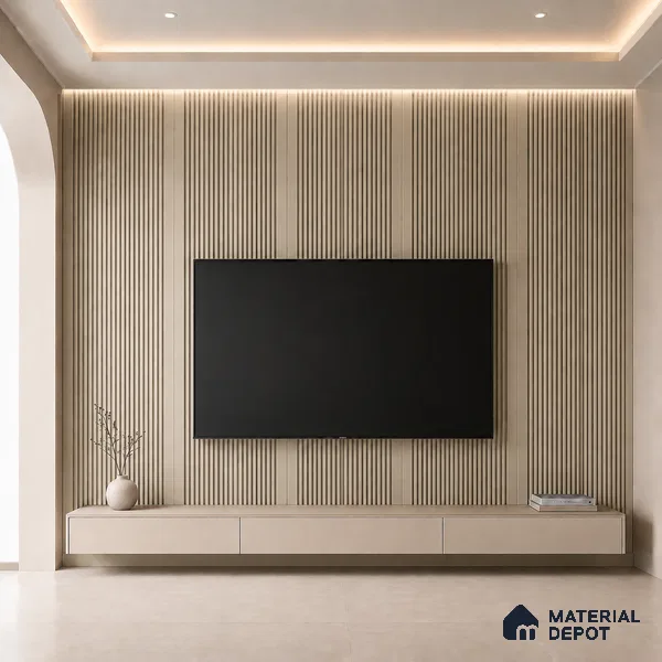 Mocha 10 ft x 0.68 ft (3060x208 mm) Curve Design Interior & Exterior Wall & Ceiling Panel - 10 mm | Suitable for Balcony, Facade & Open Area | Width is Subjected to 5% Variation