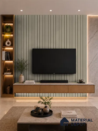 Mocha 10 ft x 0.89 ft (3060x270 mm) Wave Pastel Design Interior & Exterior Wall & Ceiling Panel - 16 mm | Suitable for Balcony, Facade & Open Area | Width is Subjected to 5% Variation