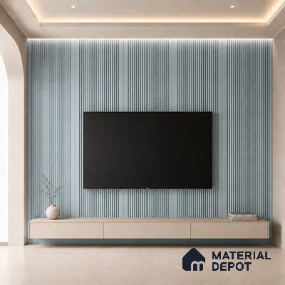 Sky Blue 10 ft x 0.68 ft (3060x208 mm) Curve Design Interior & Exterior Wall & Ceiling Panel - 10 mm | Suitable for Balcony, Facade & Open Area | Width is Subjected to 5% Variation