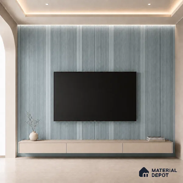 Sky Blue 10 ft x 0.68 ft (3060x208 mm) Curve Design Interior & Exterior Wall & Ceiling Panel - 10 mm | Suitable for Balcony, Facade & Open Area | Width is Subjected to 5% Variation