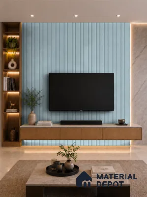 Sky Blue 10 ft x 0.89 ft (3060x270 mm) Wave Pastel Design Interior & Exterior Wall & Ceiling Panel - 16 mm | Suitable for Balcony, Facade & Open Area | Width is Subjected to 5% Variation