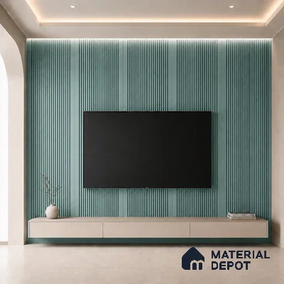 Steel Blue 10 ft x 0.68 ft (3060x208 mm) Curve Design Interior & Exterior Wall & Ceiling Panel - 10 mm | Suitable for Balcony, Facade & Open Area | Width is Subjected to 5% Variation