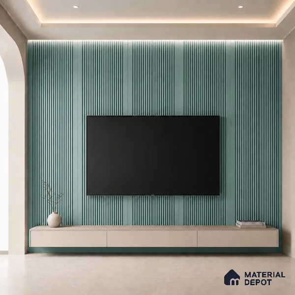Steel Blue 10 ft x 0.68 ft (3060x208 mm) Curve Design Interior & Exterior Wall & Ceiling Panel - 10 mm | Suitable for Balcony, Facade & Open Area | Width is Subjected to 5% Variation