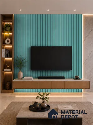 Steel Blue 10 ft x 0.89 ft (3060x270 mm) Wave Pastel Design Interior & Exterior Wall & Ceiling Panel - 16 mm | Suitable for Balcony, Facade & Open Area | Width is Subjected to 5% Variation