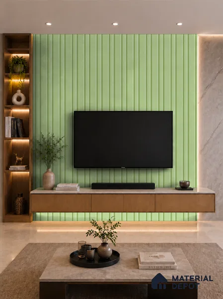 Mint Green 10 ft x 0.89 ft (3060x270 mm) Wave Pastel Design Interior & Exterior Wall & Ceiling Panel - 16 mm | Suitable for Balcony, Facade & Open Area | Width is Subjected to 5% Variation