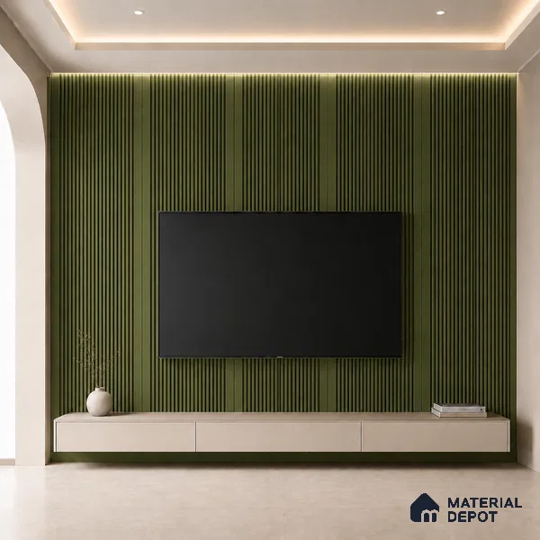 Forest Green 10 ft x 0.68 ft (3060x208 mm) Curve Design Interior & Exterior Wall & Ceiling Panel - 10 mm | Suitable for Balcony, Facade & Open Area | Width is Subjected to 5% Variation